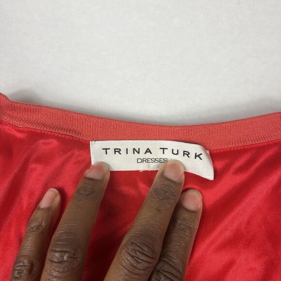 Trina Turk Fit & Flare Sweater Dress Striped Pleated Short Sleeve Retro S/M FLAW - Picture 4 of 13